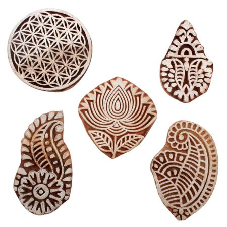 Set of 5 Piece New Mix Wooden Printing Blocks